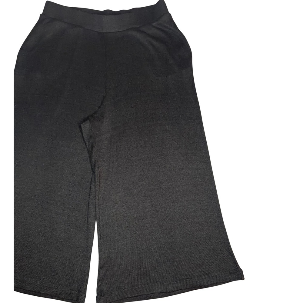 Banana Republic Ribbed Knit Culotte Pants Womens L Black Wide Leg Cropped